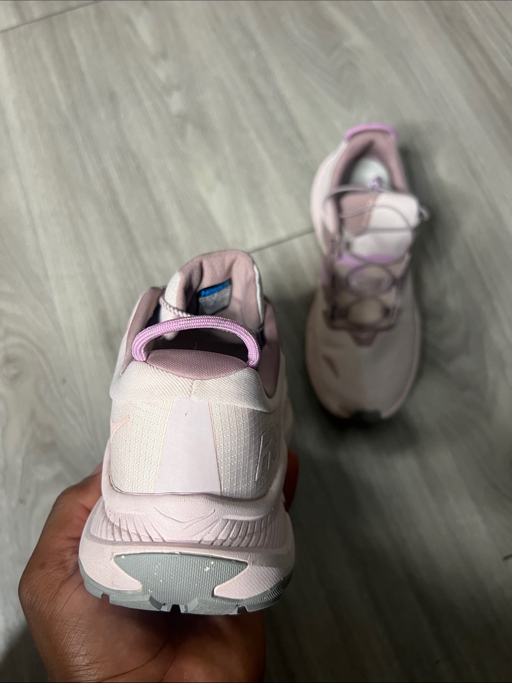 Hoka One One Women's Pale Pink Athletic Sneakers with Lavender Accents (8.5) - Picture 3 of 14